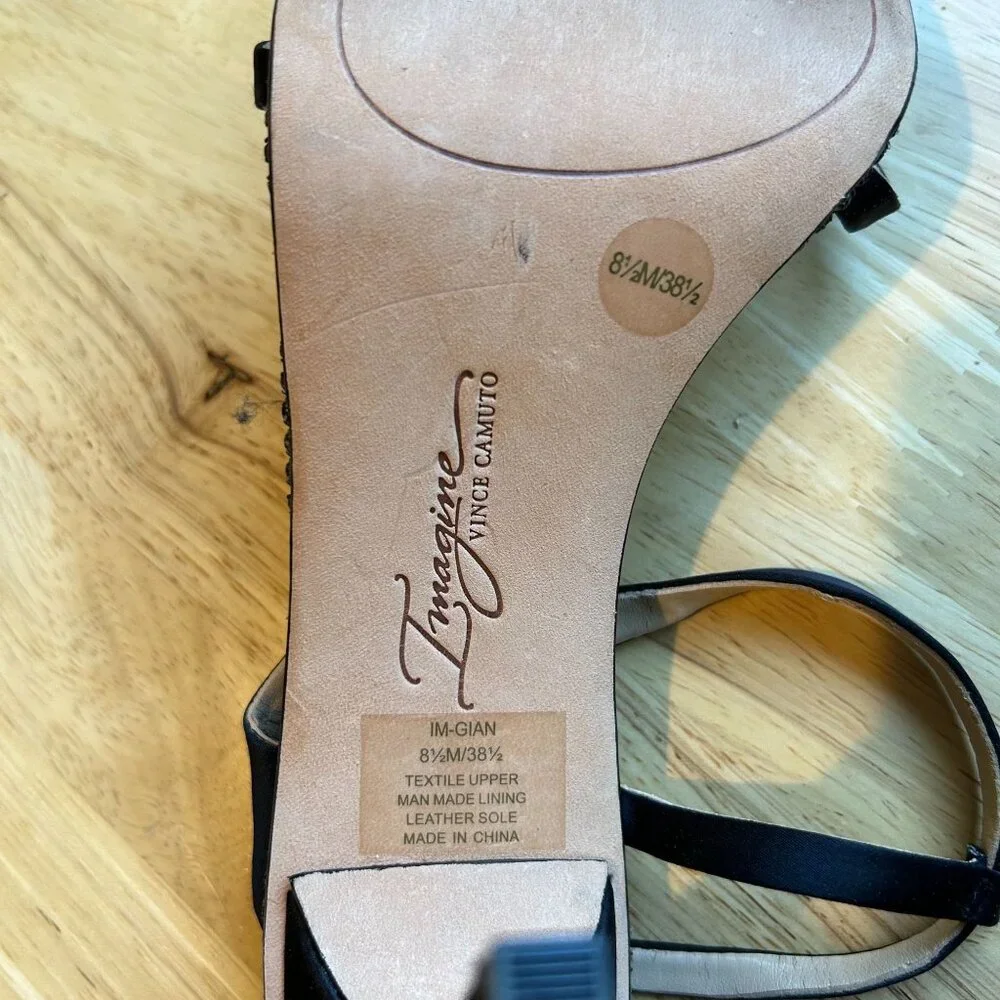 Vince Camuto Imagine Black Side Jeweled Strappy Heels Size 7.5 Chic & Sophistica - Picture 10 of 10